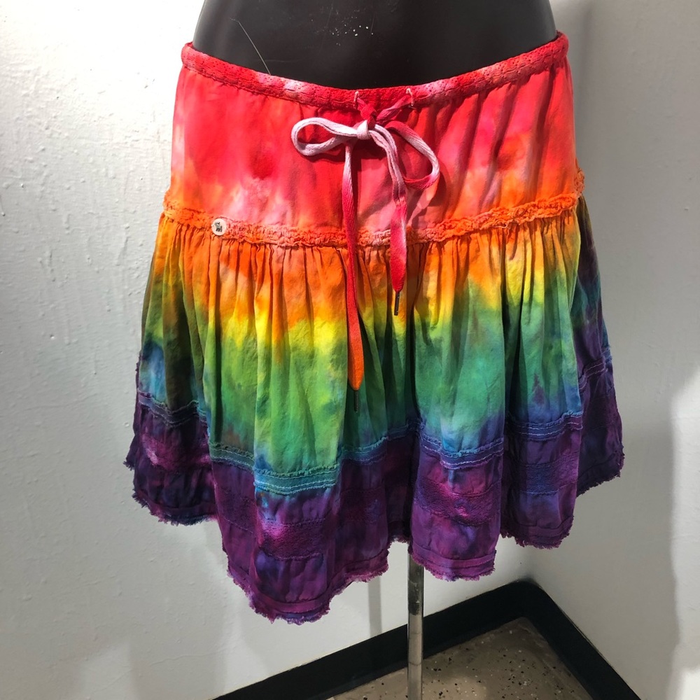 Tie Dye Abercrombie & Fitch Rainbow Skirt Sz M Upcycle Short SUPER CUTE!!